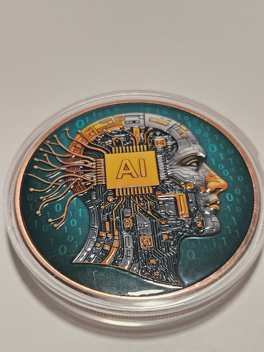 Copper Round - "Humans Imagine, AI Amplifies" Colorized Limited Edition (#0340-#0360) - In Stock & Fast Shipping