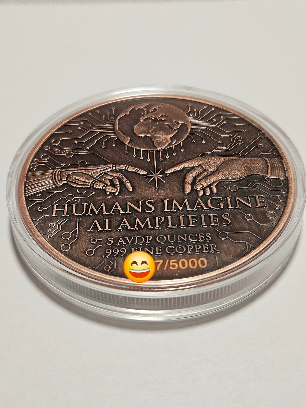 Copper Round - "Humans Imagine, AI Amplifies" Colorized Limited Edition (#0340-#0360) - In Stock & Fast Shipping
