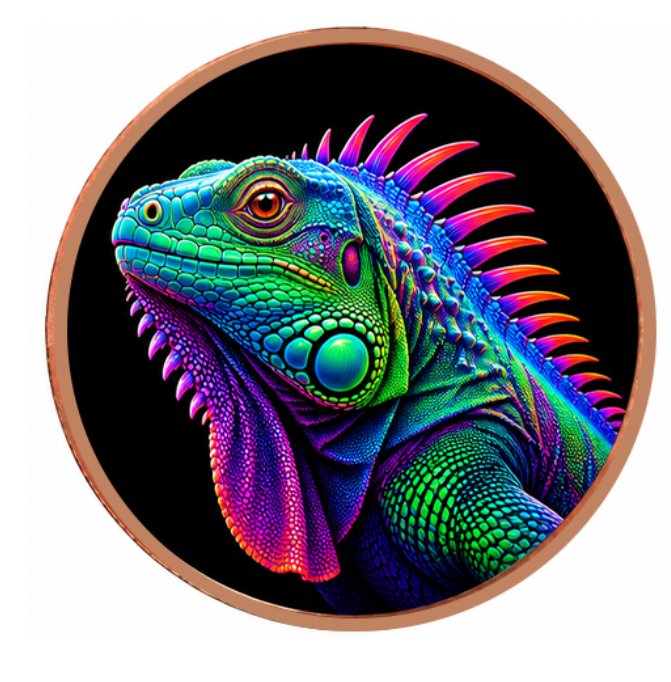 Mystic Night Iguana Colorized 5 oz Copper Round