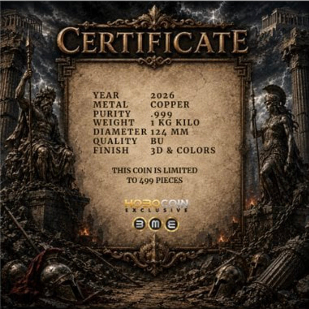 Olympus War - Fall of the Gods 1 Kilo Copper Medal