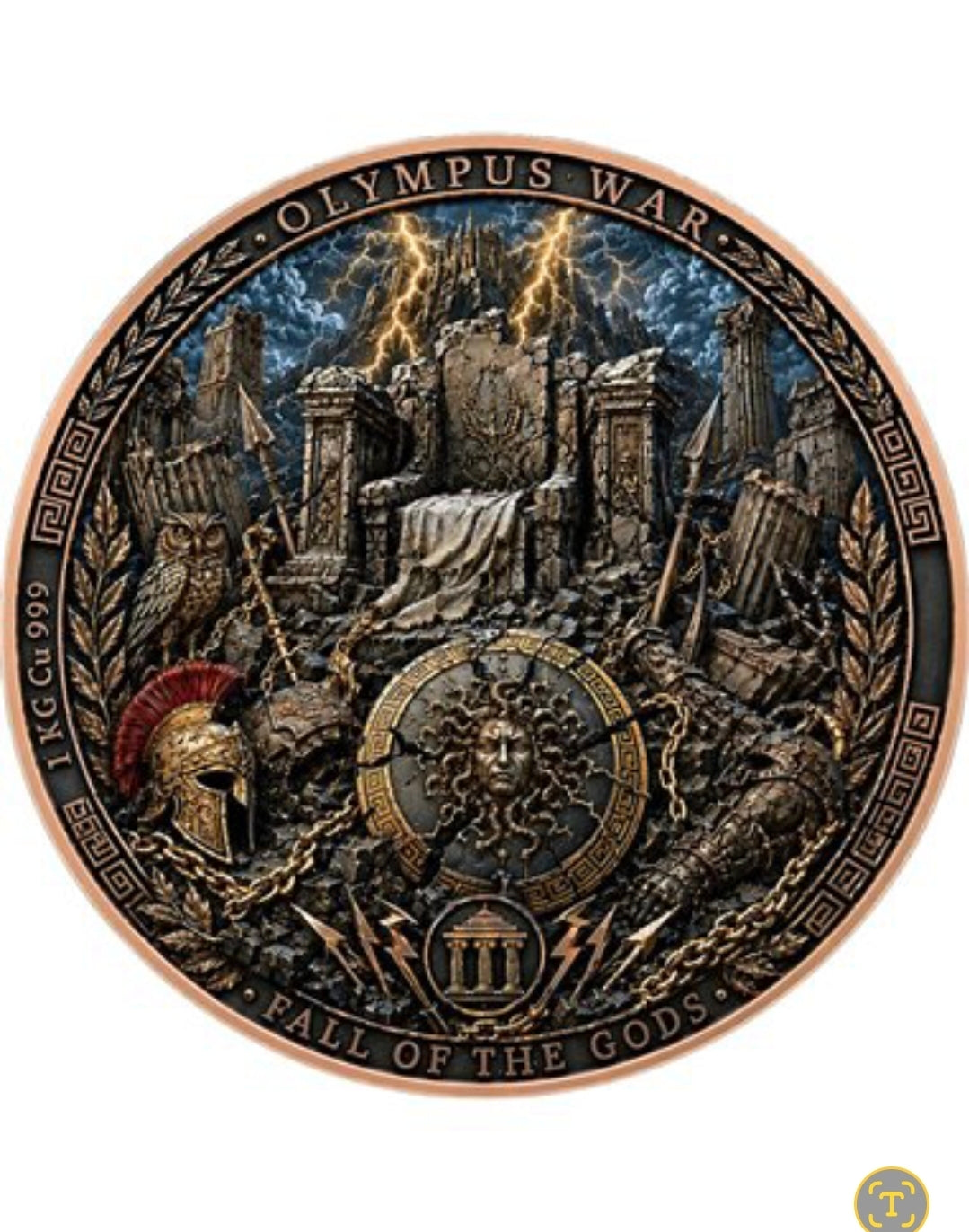 Olympus War - Fall of the Gods 1 Kilo Copper Medal
