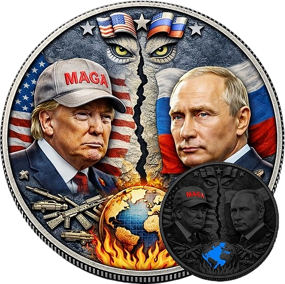 USA vs RUSSIA Trump Putin Global Conflict 1 Oz Copper Round Italy 2026