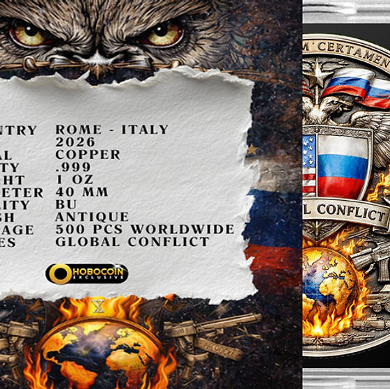 USA vs RUSSIA Trump Putin Global Conflict 1 Oz Copper Round Italy 2026