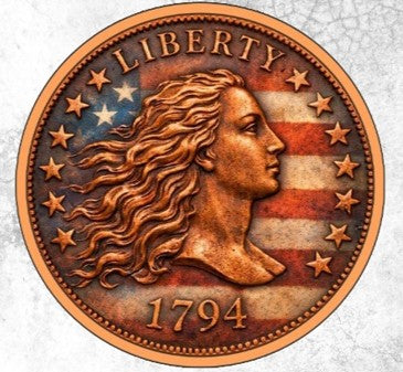 1794 Flowing Hair 5 oz .999 Fine Copper Round Colorized w/ Capsule